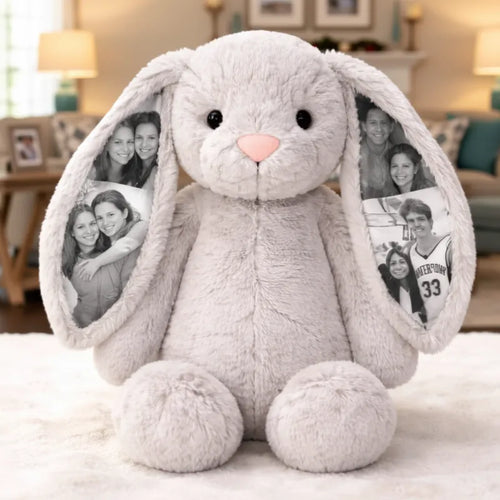 Conejo de peluche personalizado con foto